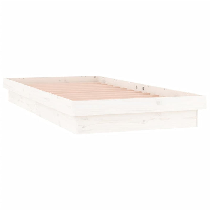 vidaXL LED Bed Frame without Mattress White 90x190 cm Solid Wood