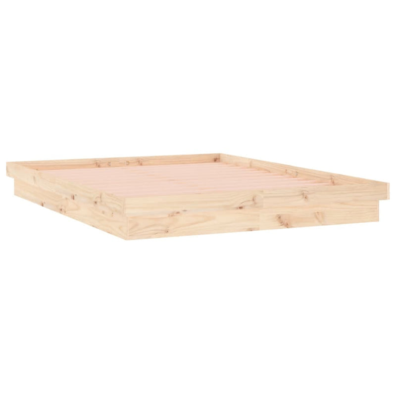 vidaXL LED Bed Frame without Mattress 135x190 cm Solid Wood
