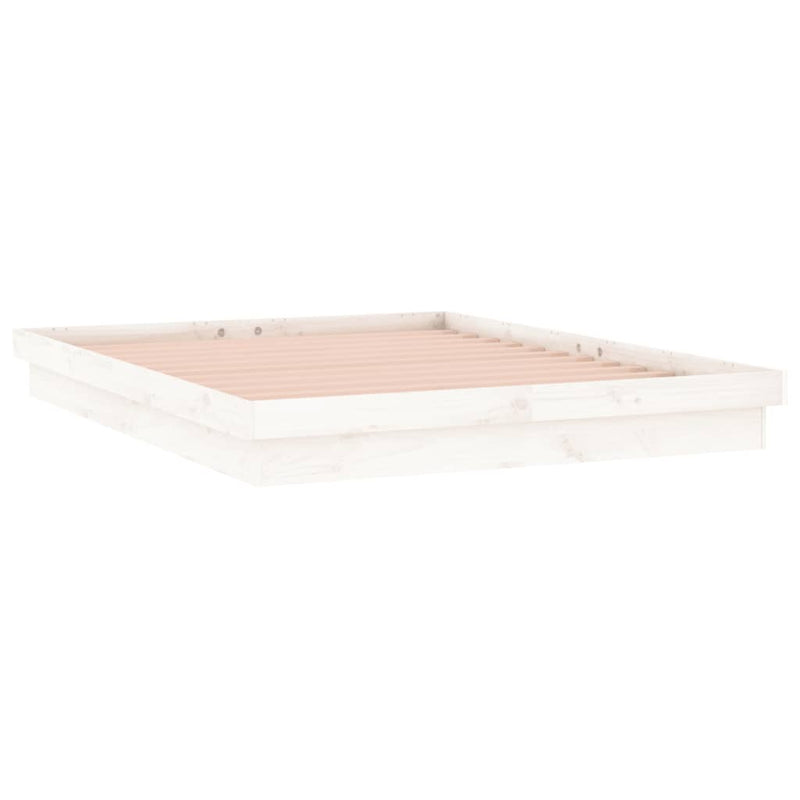 vidaXL LED Bed Frame without Mattress White 135x190 cm Solid Wood