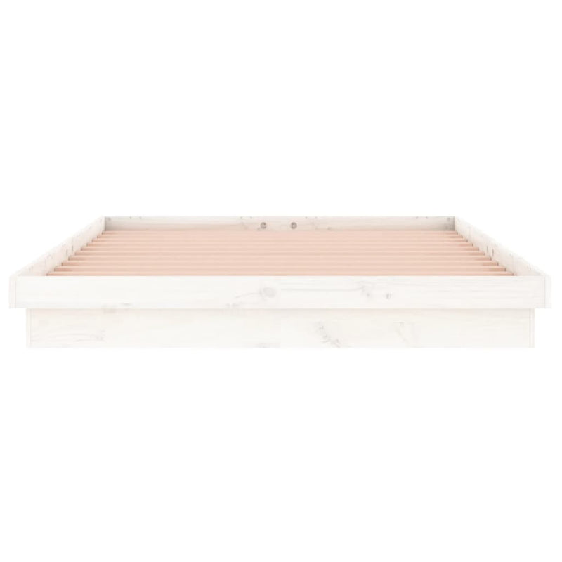 vidaXL LED Bed Frame without Mattress White 135x190 cm Solid Wood