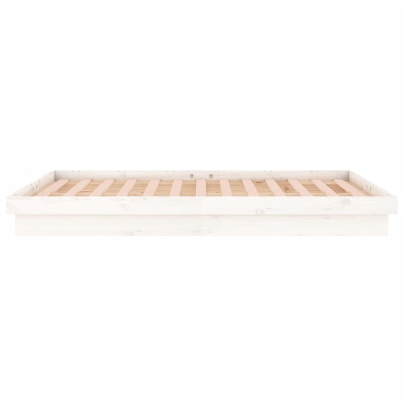 vidaXL LED Bed Frame without Mattress White 135x190 cm Solid Wood