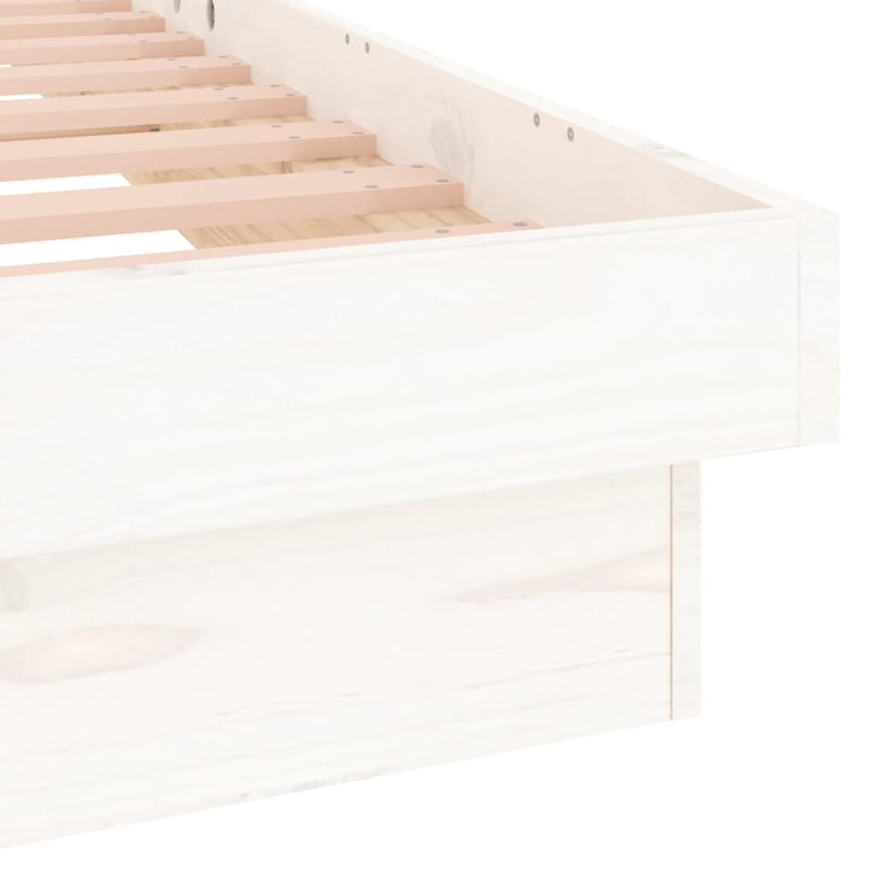 vidaXL LED Bed Frame without Mattress White 135x190 cm Solid Wood