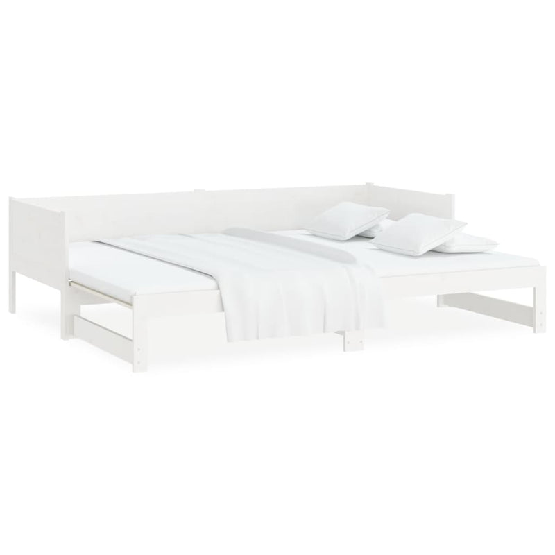 Pull-out Day Bed White Solid Wood Pine 2x(92x187) cm Single Size