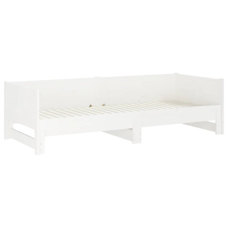 Pull-out Day Bed White Solid Wood Pine 2x(92x187) cm Single Size