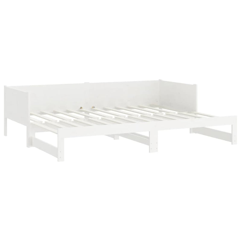 Pull-out Day Bed White Solid Wood Pine 2x(92x187) cm Single Size