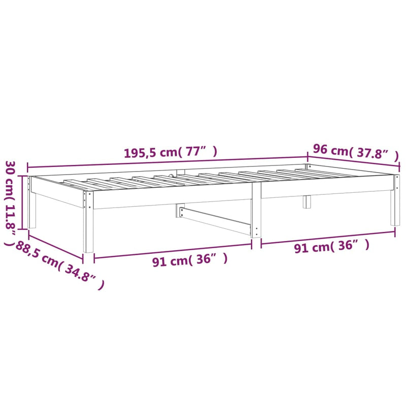 vidaXL Day Bed without Mattress White 90x190 cm Solid Wood Pine