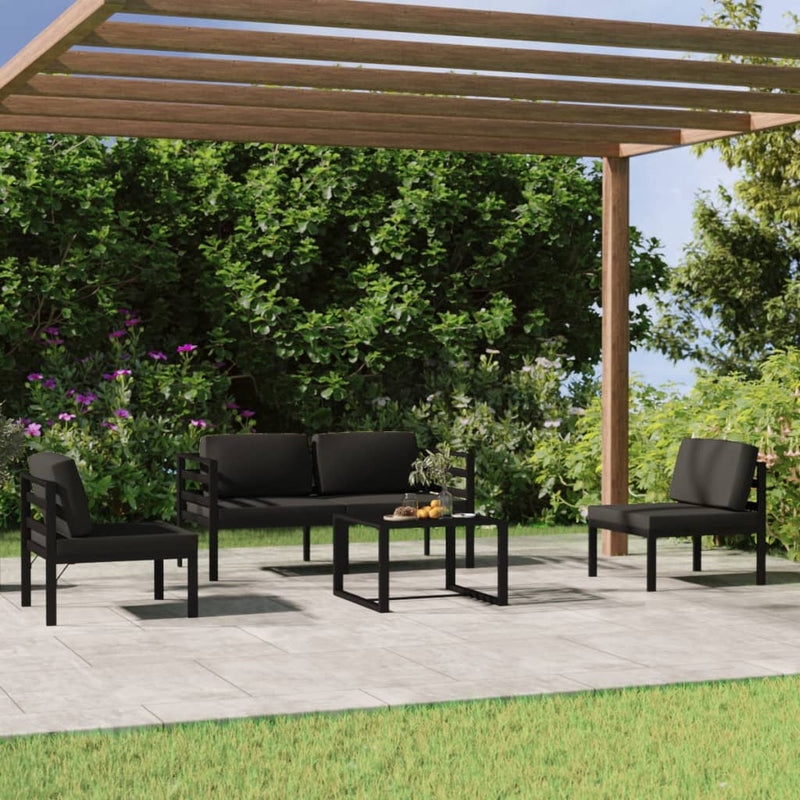 vidaXL 5 Piece Garden Lounge Set with Cushions Aluminium Anthracite
