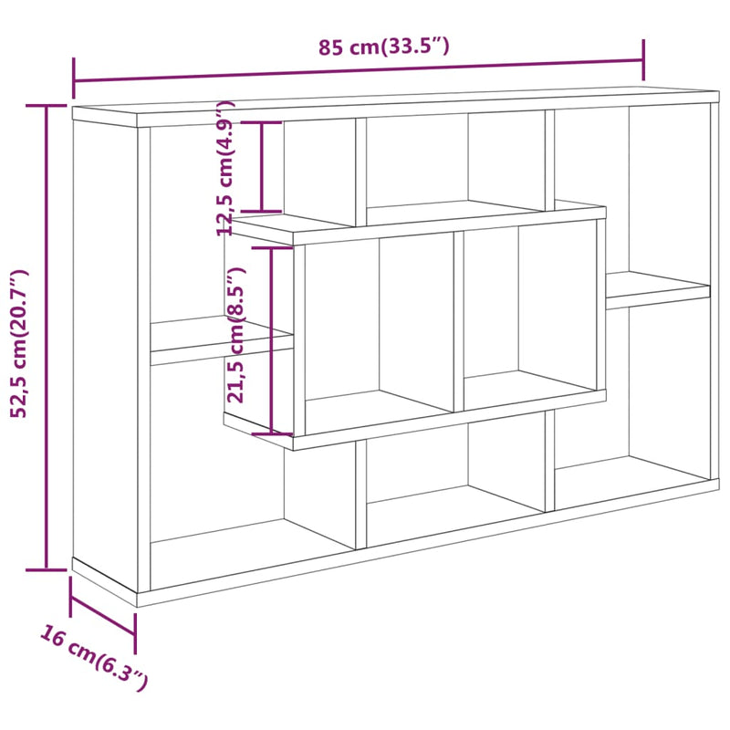 vidaXL Wall Shelf White 85x16x52.5 cm Engineered Wood