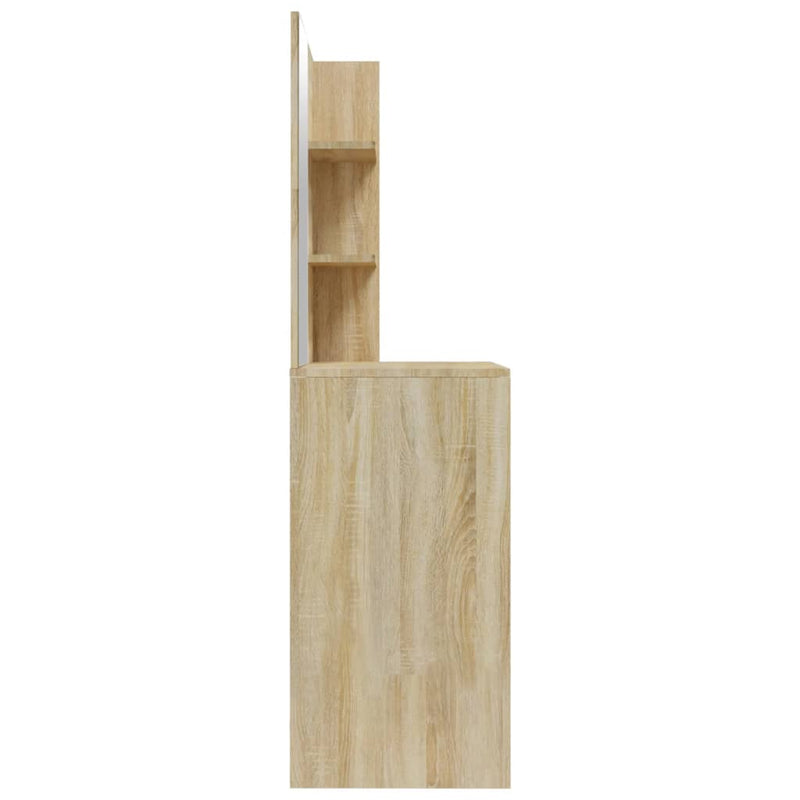 vidaXL Dressing Table with Mirror Sonoma Oak 74.5x40x141 cm