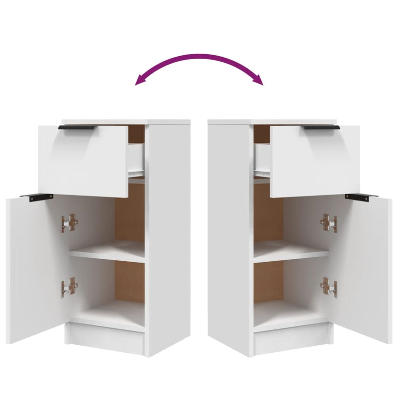 vidaXL Sideboards 2 pcs White 30x30x70 cm Engineered Wood
