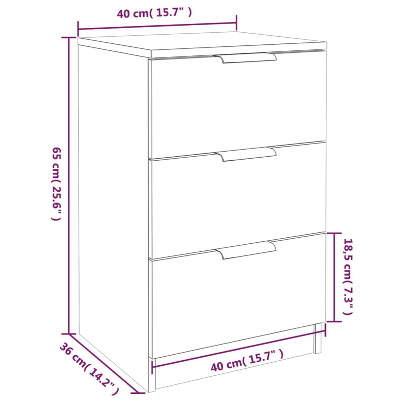 vidaXL Bedside Cabinet White 40x36x65 cm