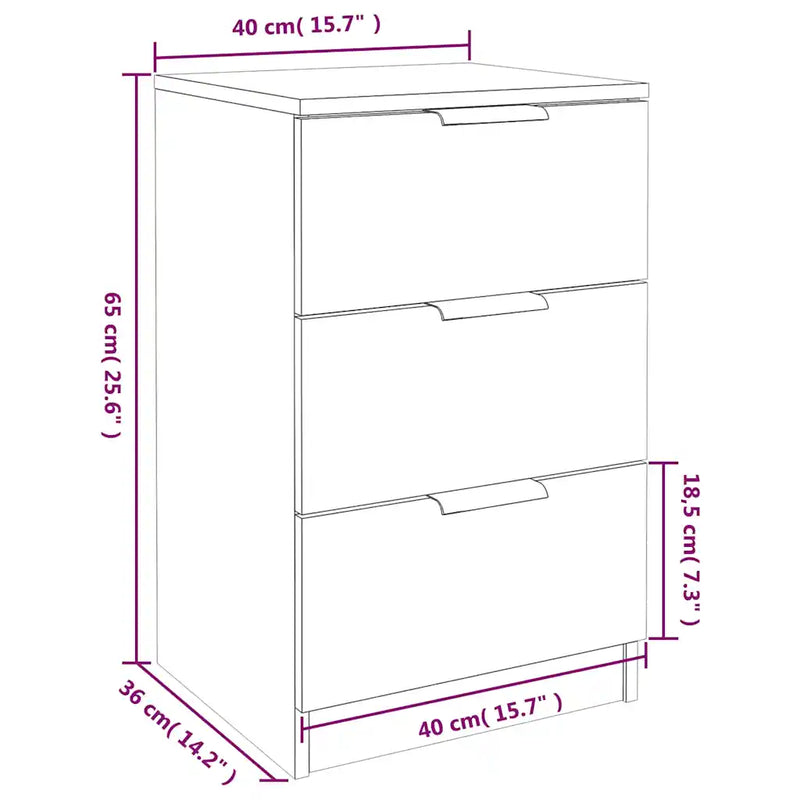 Bedside Cabinets 2 pcs White 40x36x65 cm