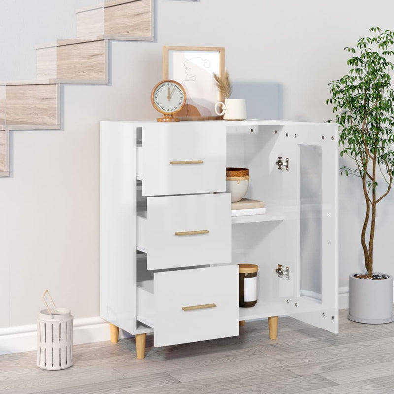 vidaXL Sideboard High Gloss White 69.5x34x90 cm Engineered Wood