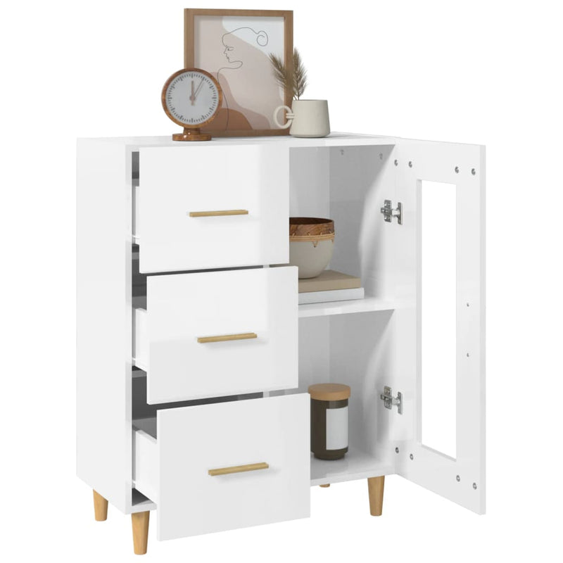 vidaXL Sideboard High Gloss White 69.5x34x90 cm Engineered Wood