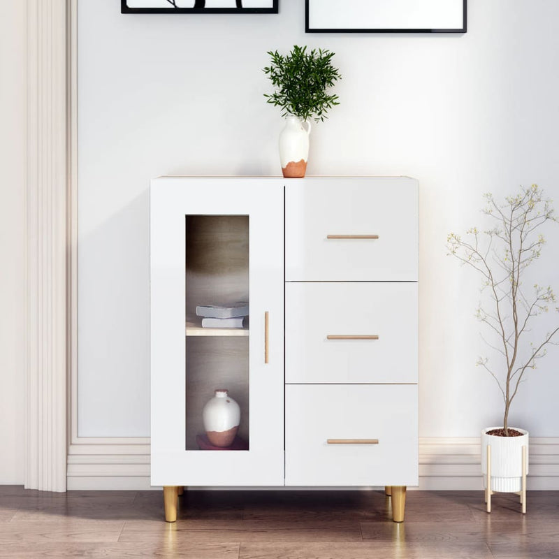 vidaXL Sideboard High Gloss White 69.5x34x90 cm Engineered Wood