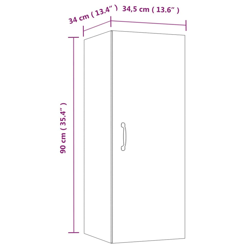 vidaXL Hanging Wall Cabinet Black 34.5x34x90 cm Engineered Wood