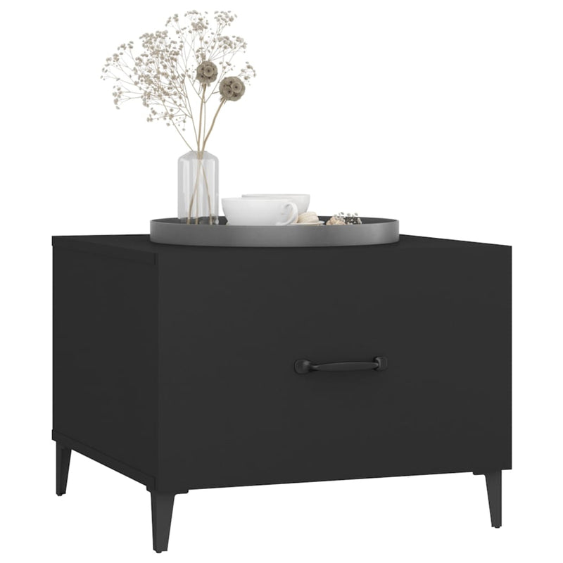 vidaXL Coffee Table with Metal Legs 2 pcs Black 50x50x40 cm
