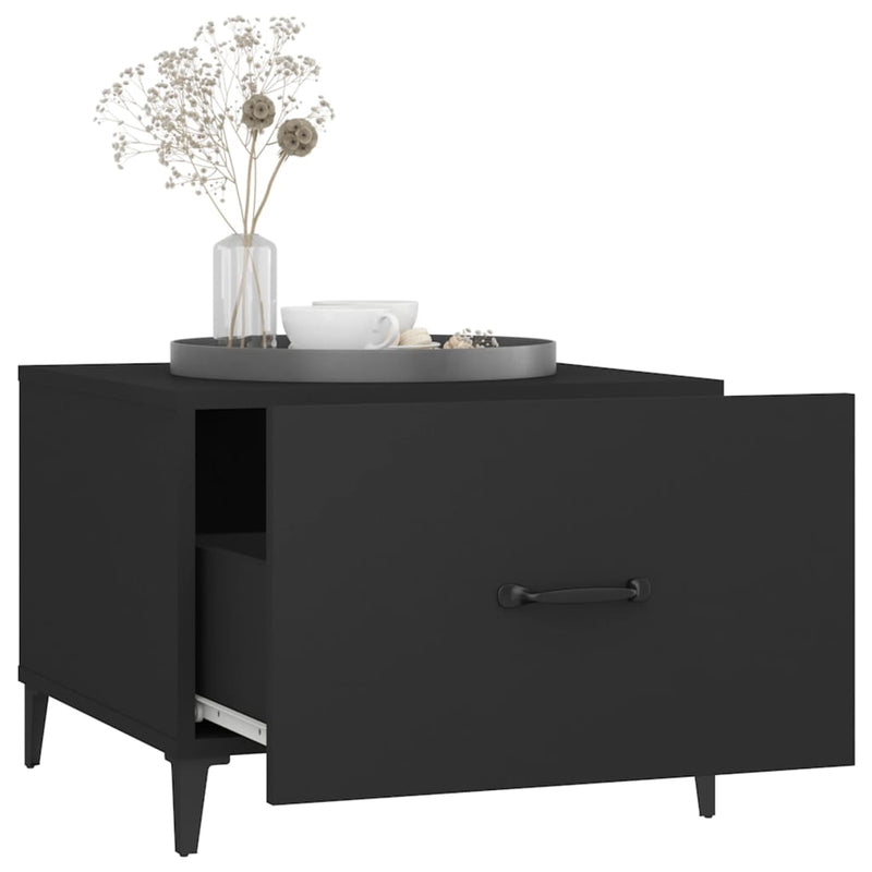 vidaXL Coffee Table with Metal Legs 2 pcs Black 50x50x40 cm