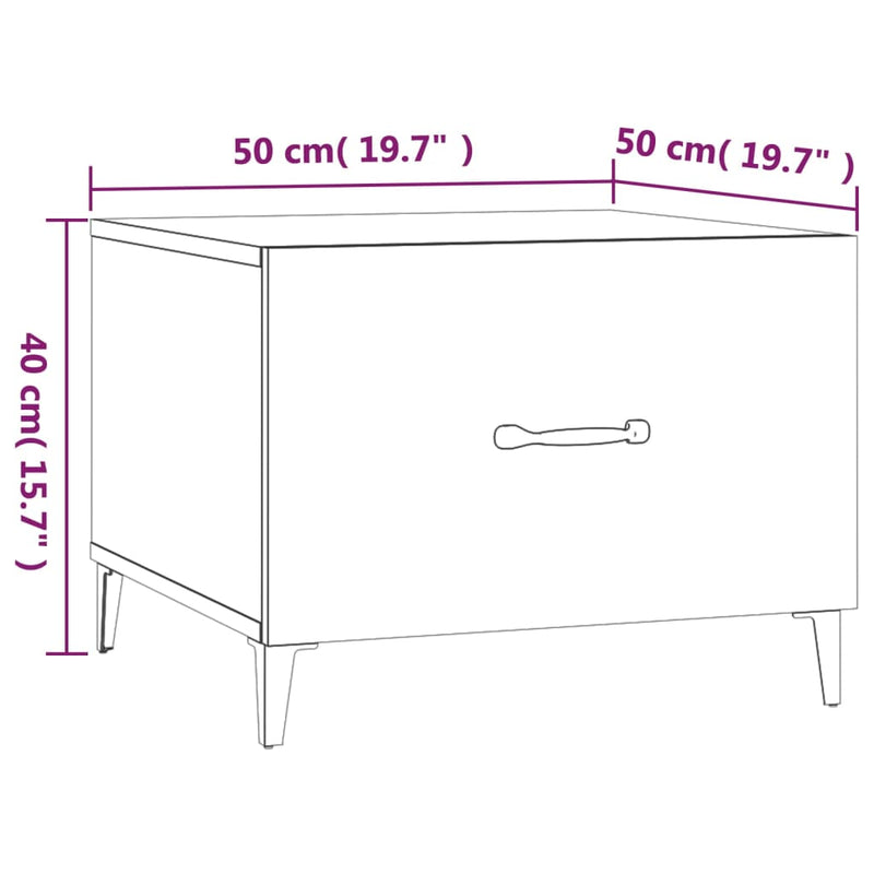 vidaXL Coffee Table with Metal Legs 2 pcs Black 50x50x40 cm