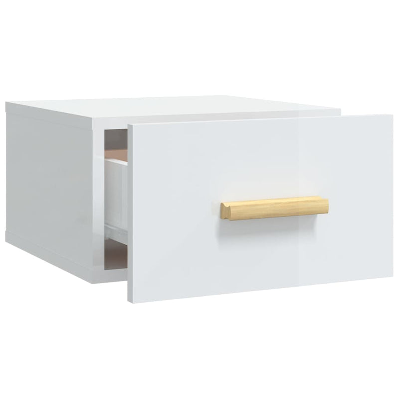 vidaXL Wall-mounted Bedside Cabinets 2 pcs High Gloss White 35x35x20 cm