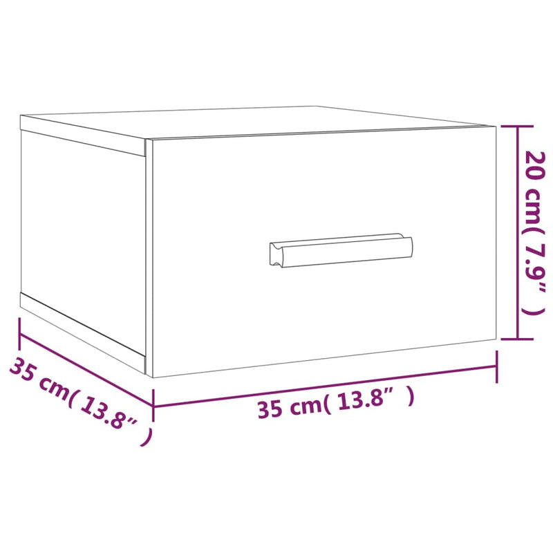 vidaXL Wall-mounted Bedside Cabinets 2 pcs High Gloss White 35x35x20 cm