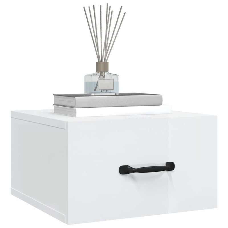vidaXL Wall-mounted Bedside Cabinets 2 pcs High Gloss White 35x35x20 cm