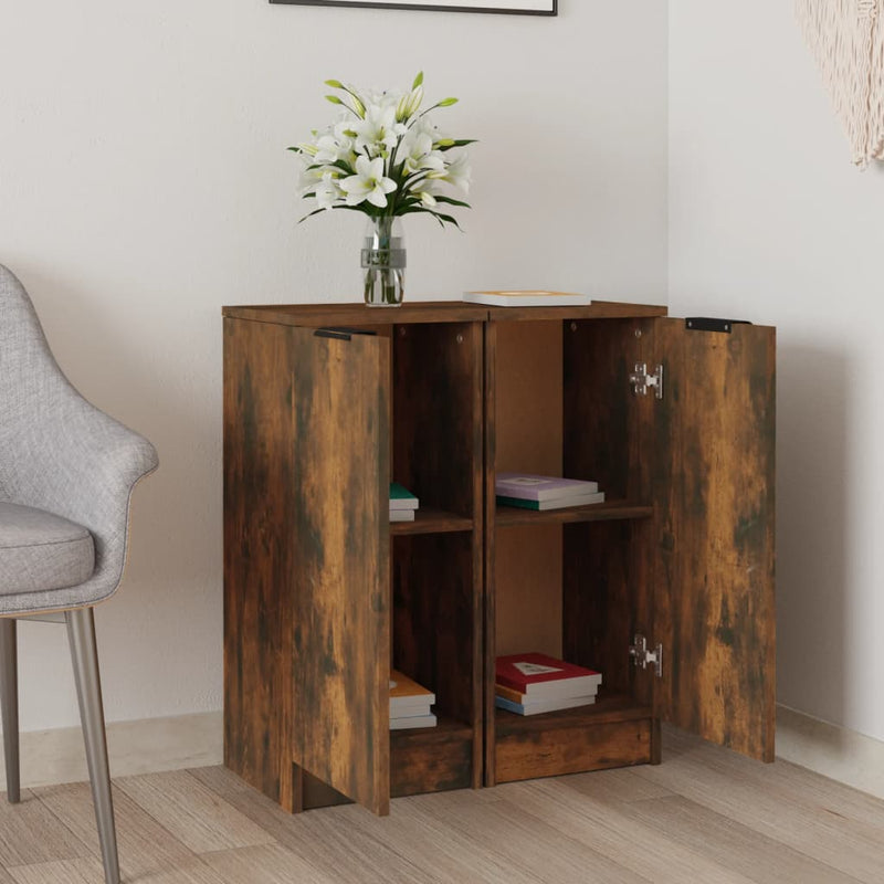 vidaXL Sideboards 2 pcs Smoked Oak 30x30x70 cm Engineered Wood