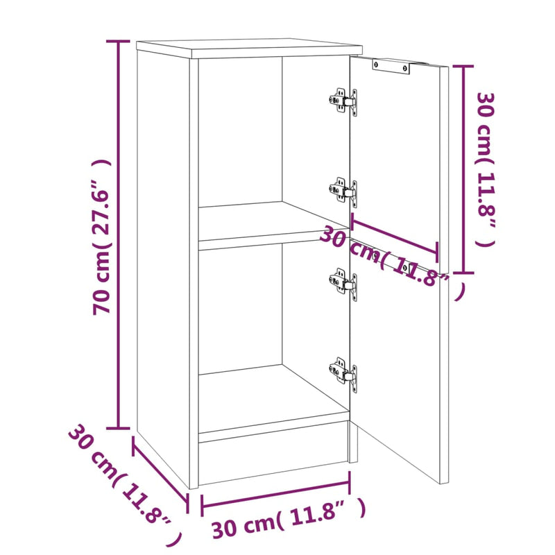 vidaXL Sideboards 2 pcs Smoked Oak 30x30x70 cm Engineered Wood