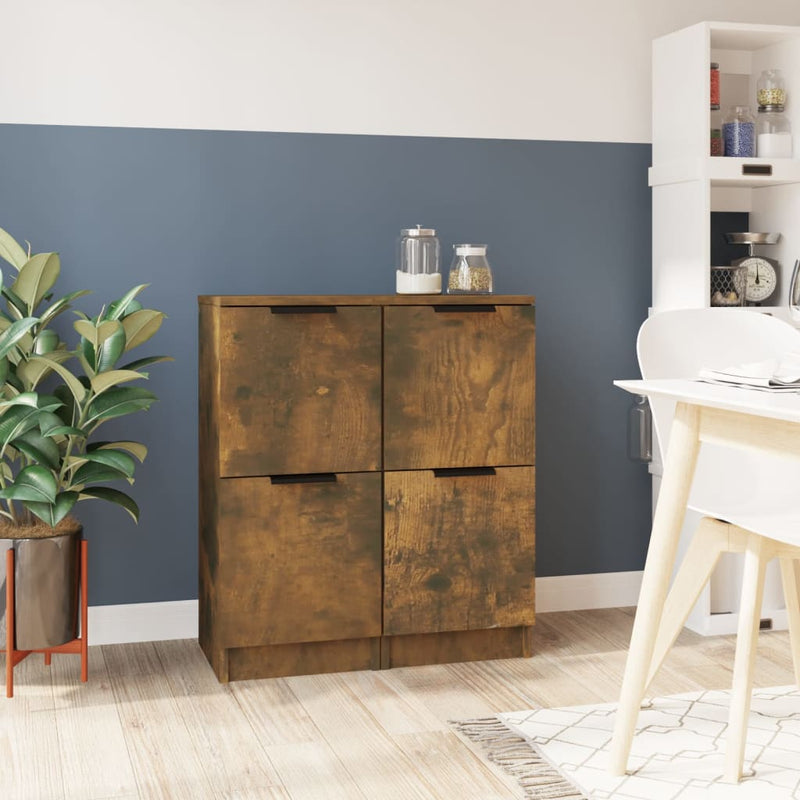 vidaXL Sideboards 2 pcs Smoked Oak 30x30x70 cm Engineered Wood