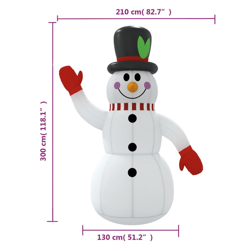 vidaXL Christmas Inflatable Snowman with LEDs 300 cm