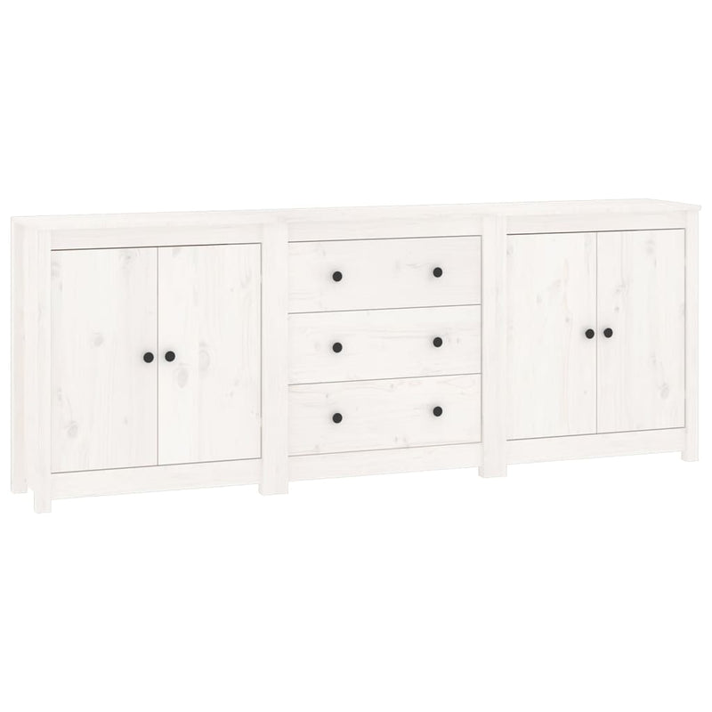 Sideboard White 210x35x80 cm Solid Wood Pine