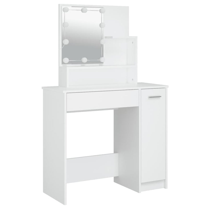 vidaXL Dressing Table Set with LED White Engineered Wood