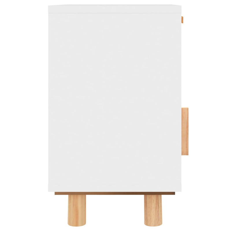 vidaXL Bedside Cabinets 2 pcs White Solid Wood Pine and Natural Rattan