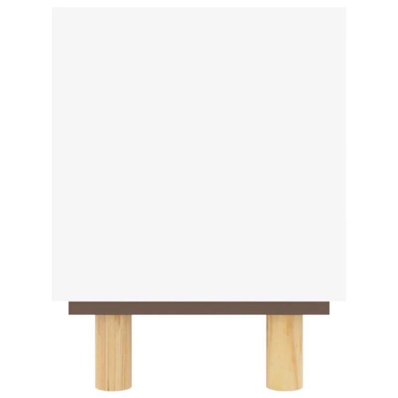 vidaXL TV Cabinet White 80x30x40 cm Solid Wood Pine and Natural Rattan