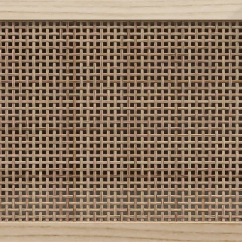 vidaXL TV Cabinet White 80x30x40 cm Solid Wood Pine and Natural Rattan