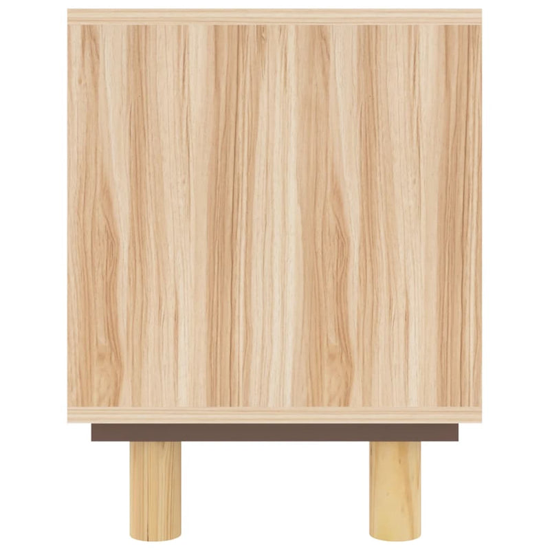 vidaXL TV Cabinet Brown 105x30x40 cm Solid Wood Pine&Natural Rattan