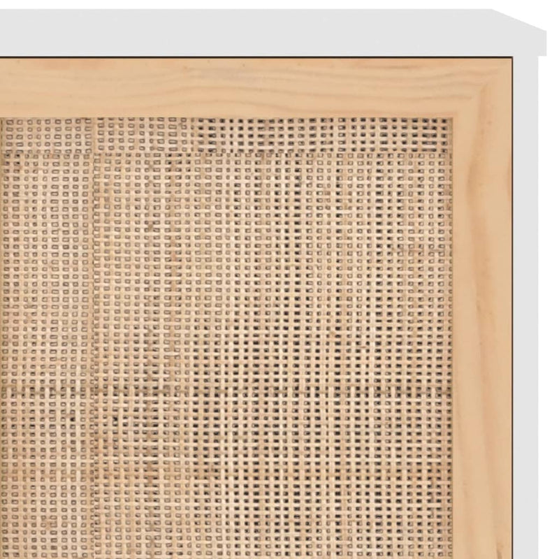 vidaXL Sideboard White 105x30x60 cm Solid Wood Pine and Natural Rattan