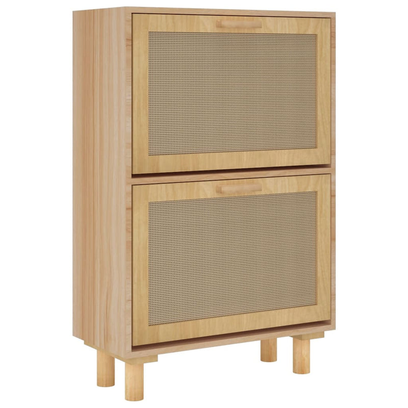 vidaXL Shoe Cabinet Brown 52x25x80 cm Engineered Wood and Natural Rattan