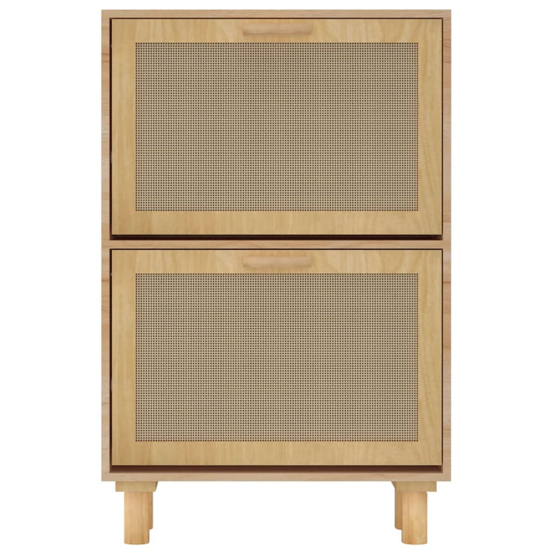 vidaXL Shoe Cabinet Brown 52x25x80 cm Engineered Wood and Natural Rattan