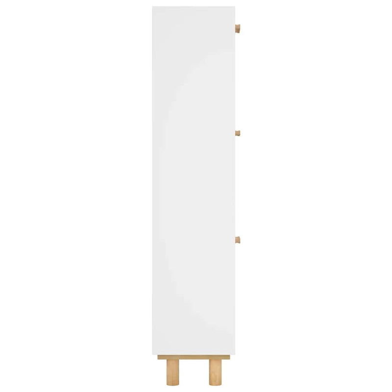 vidaXL Shoe Cabinet White 52x25x115 cm Engineered Wood and Natural Rattan