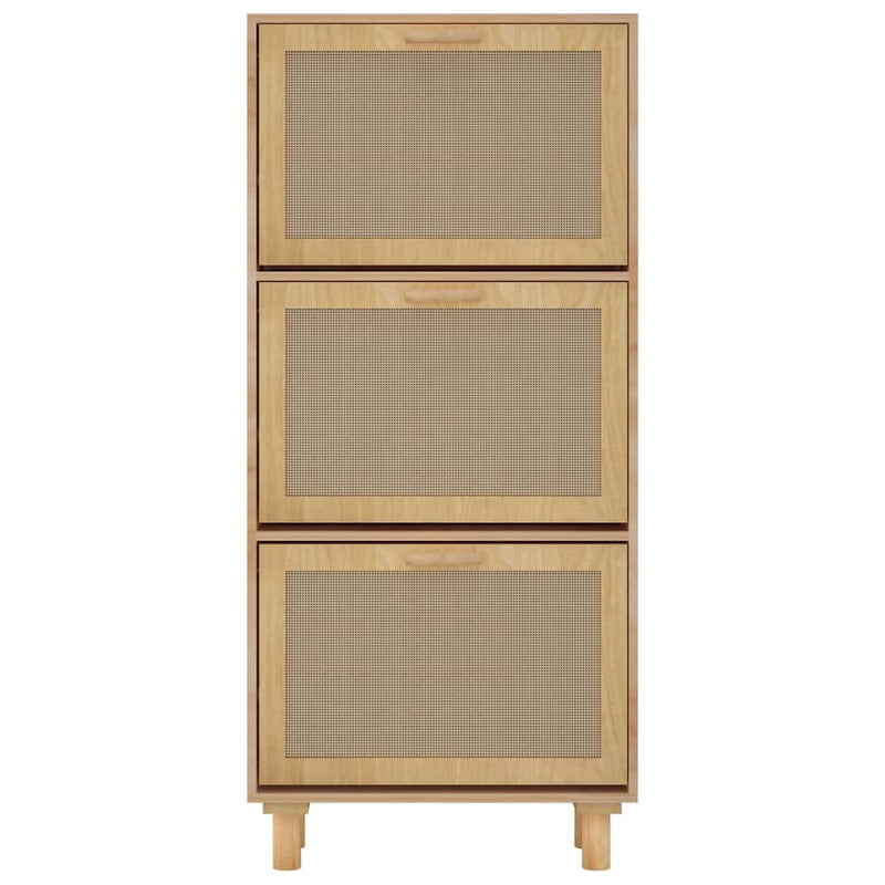 vidaXL Shoe Cabinet Brown 52x25x115 cm Engineered Wood and Natural Rattan