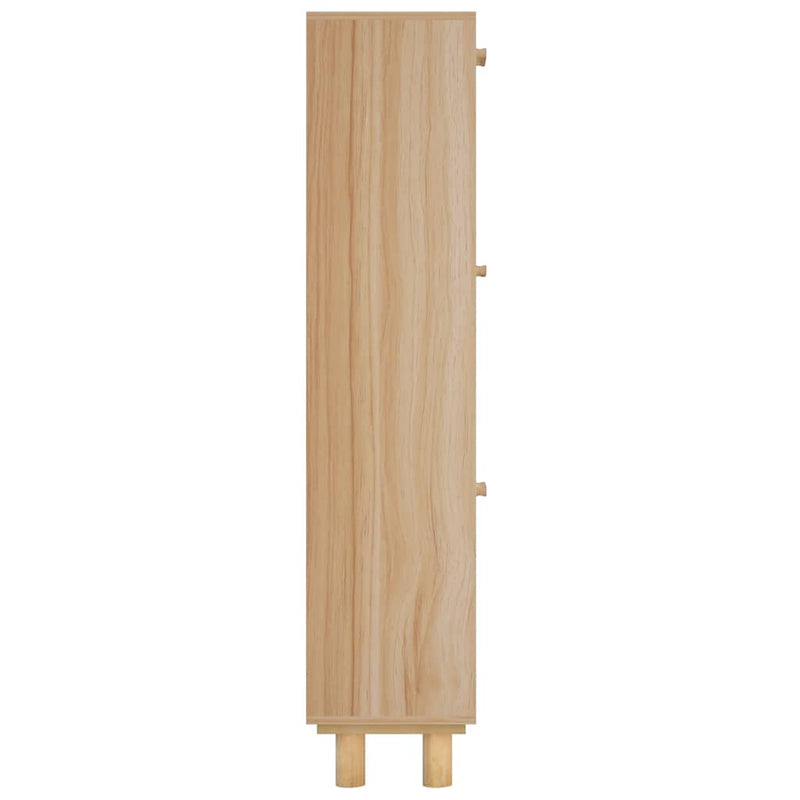 vidaXL Shoe Cabinet Brown 52x25x115 cm Engineered Wood and Natural Rattan