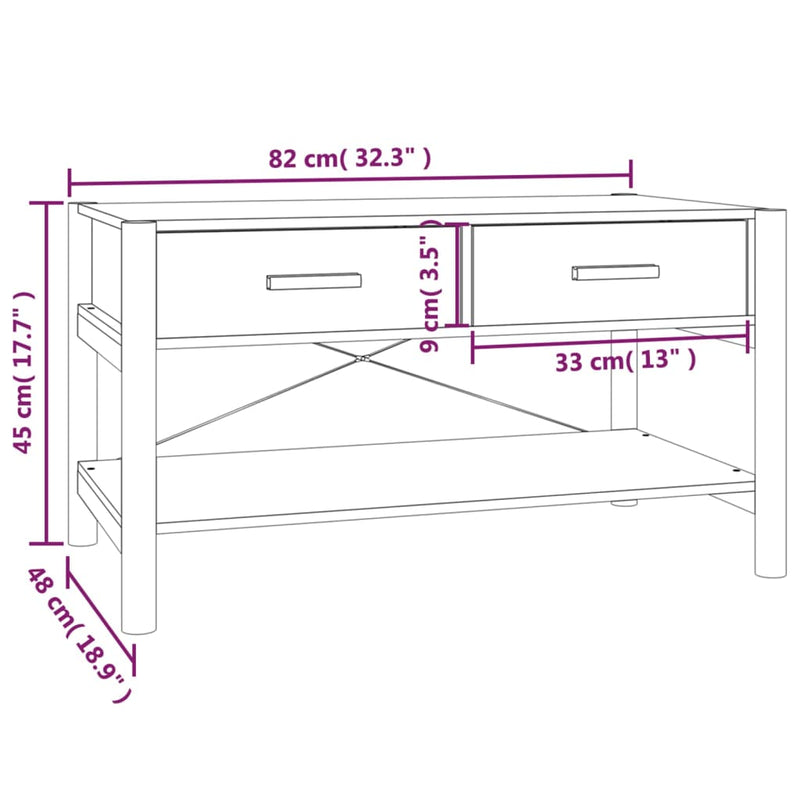vidaXL Coffee Table White 82x48x45 cm Engineered Wood