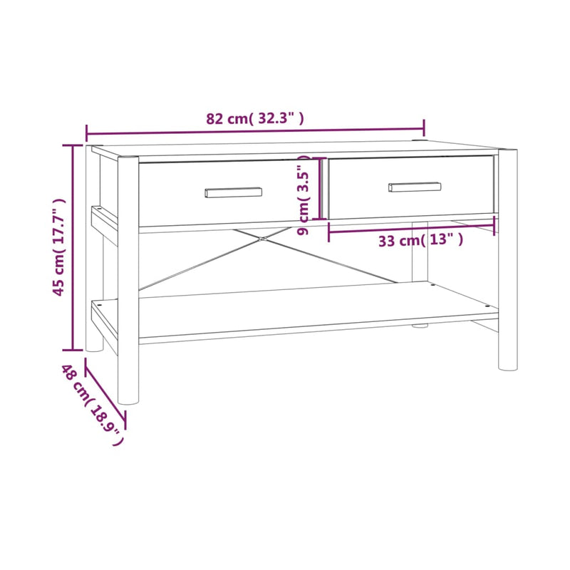 vidaXL Coffee Table 82x48x45 cm Engineered Wood