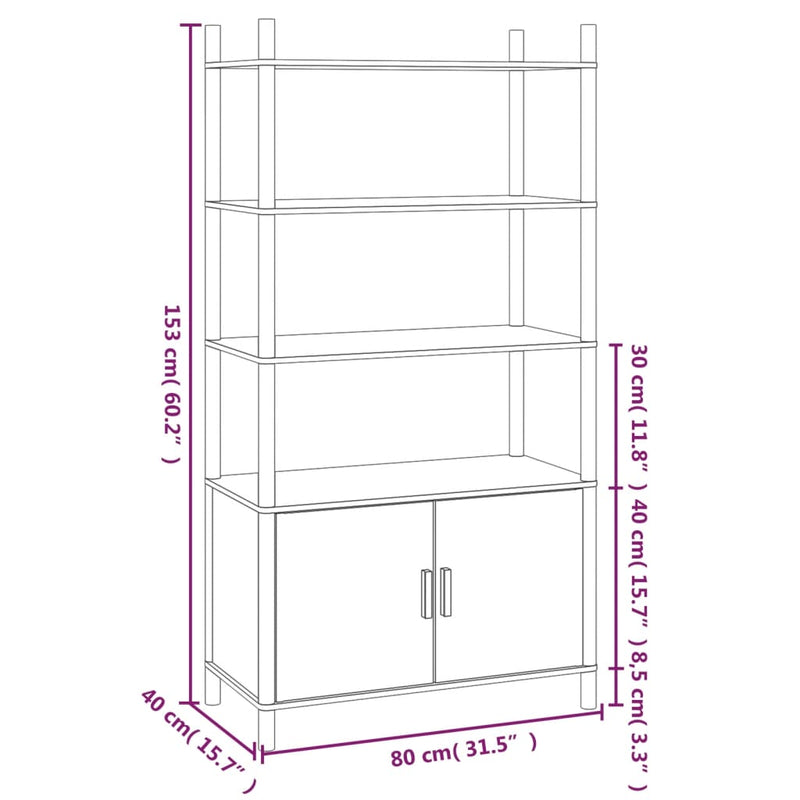 vidaXL Highboard White 80x40x153 cm Engineered Wood