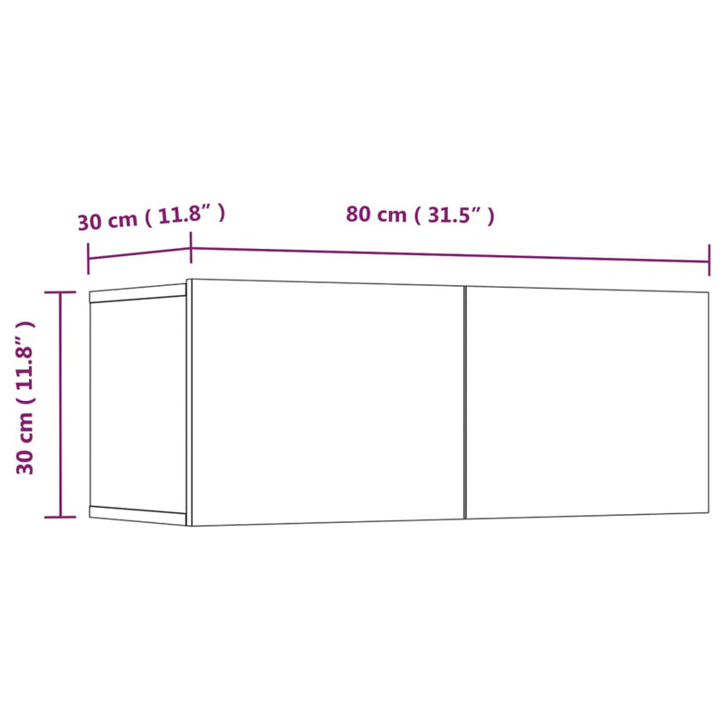 vidaXL TV Cabinets 4 pcs White 80x30x30 cm Engineered Wood