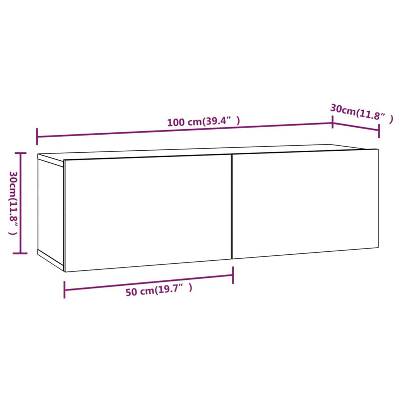 vidaXL Wall TV Cabinets 4 pcs White 100x30x30 cm