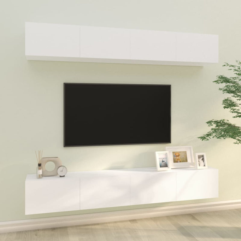 vidaXL Wall TV Cabinets 4 pcs White 100x30x30 cm