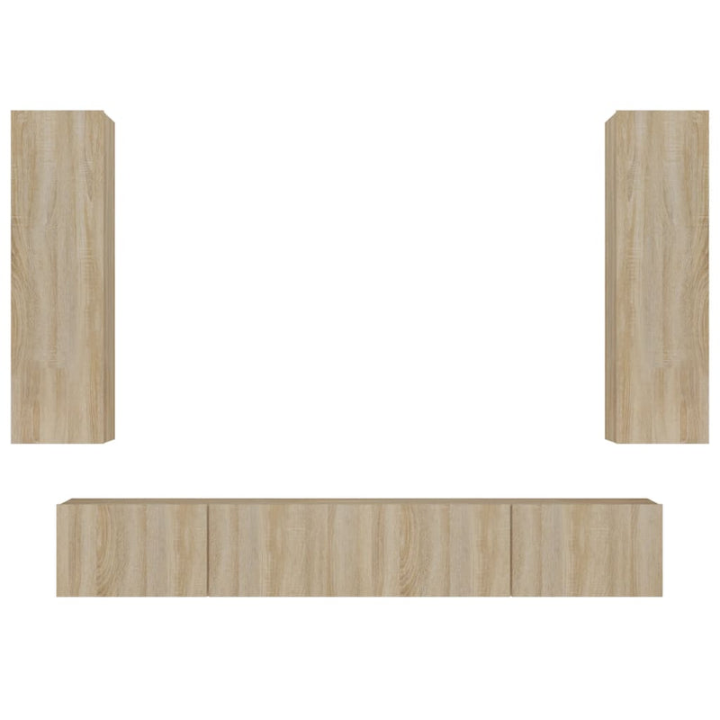 vidaXL 4 Piece TV Cabinet Set Sonoma Oak Engineered Wood