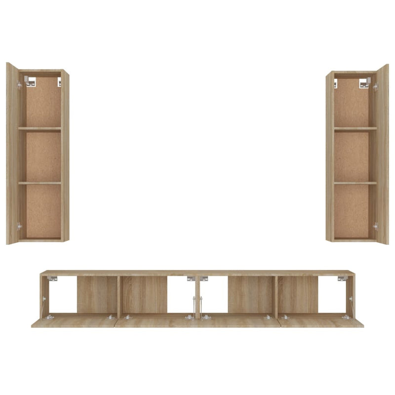 vidaXL 4 Piece TV Cabinet Set Sonoma Oak Engineered Wood